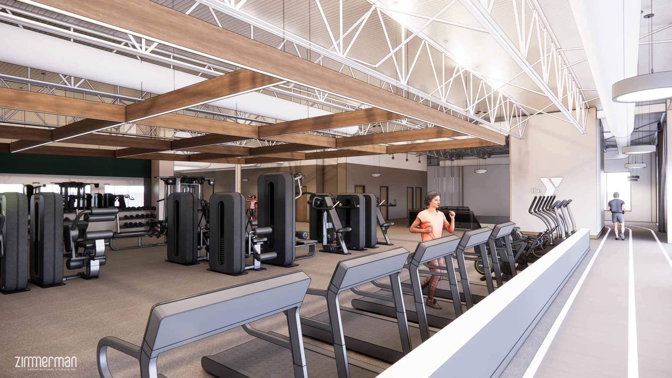View of walking track and treadmills